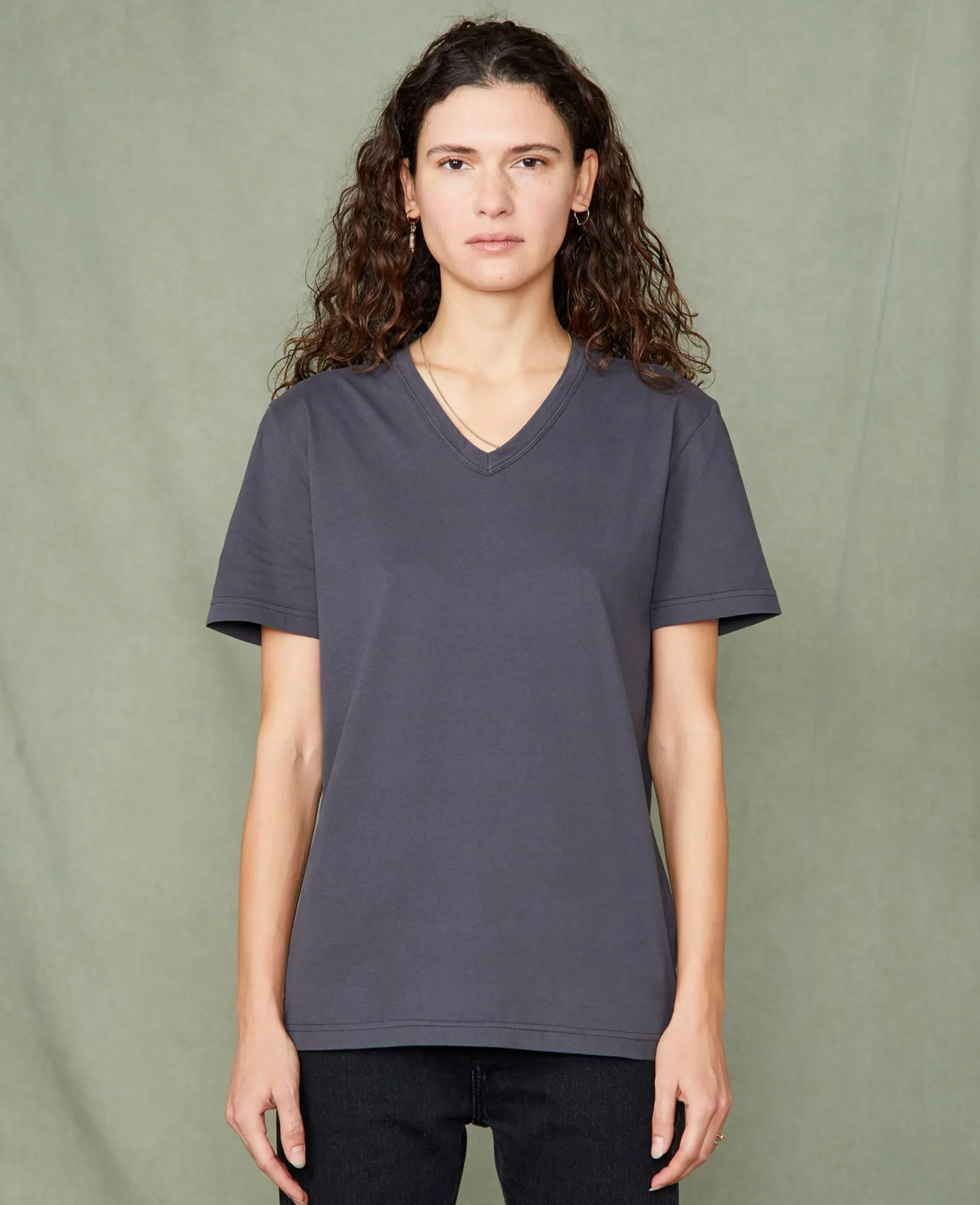 V neck t-shirt organic cotton jersey