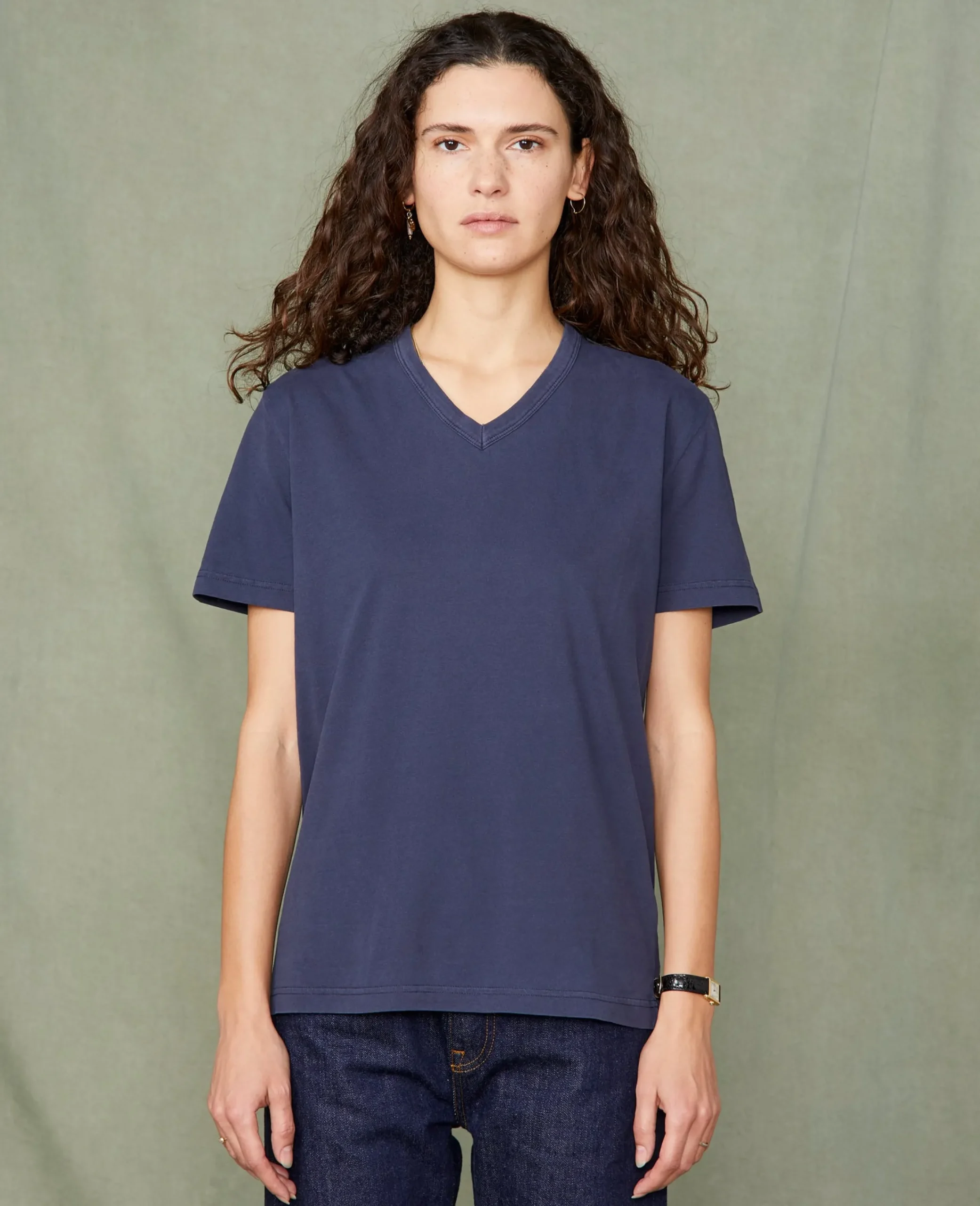 V neck t-shirt organic cotton jersey