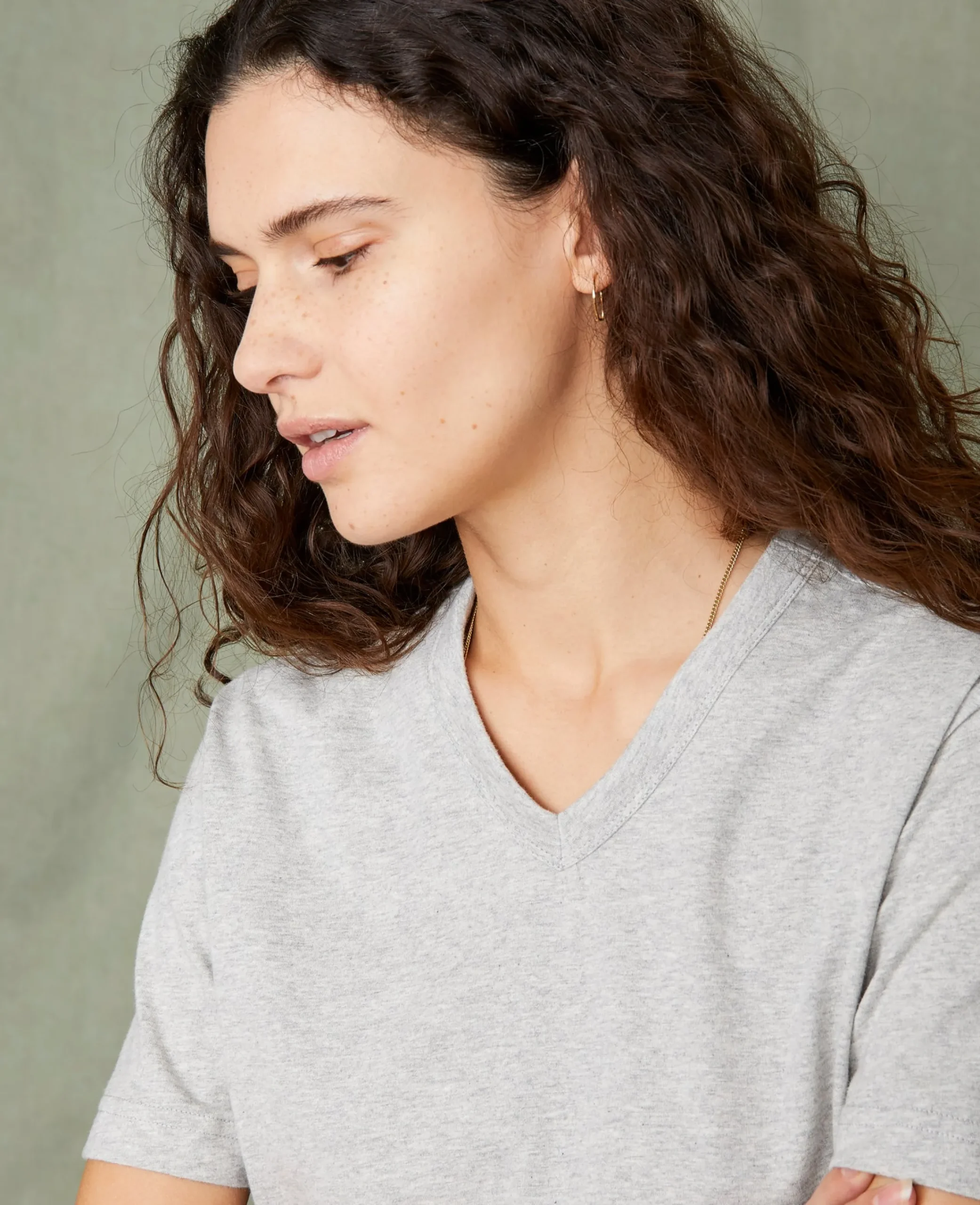 V neck t-shirt organic cotton jersey